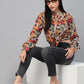 Valbone Women’s Orange Georgette Printed Shirt