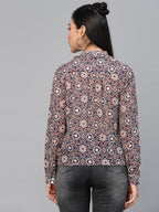 Valbone Women’s Pink Georgette Geometric Printed Shirt