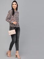 Valbone Women’s Pink Georgette Geometric Printed Shirt