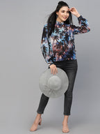 Valbone Women’s Blue Georgette Printed Shirt