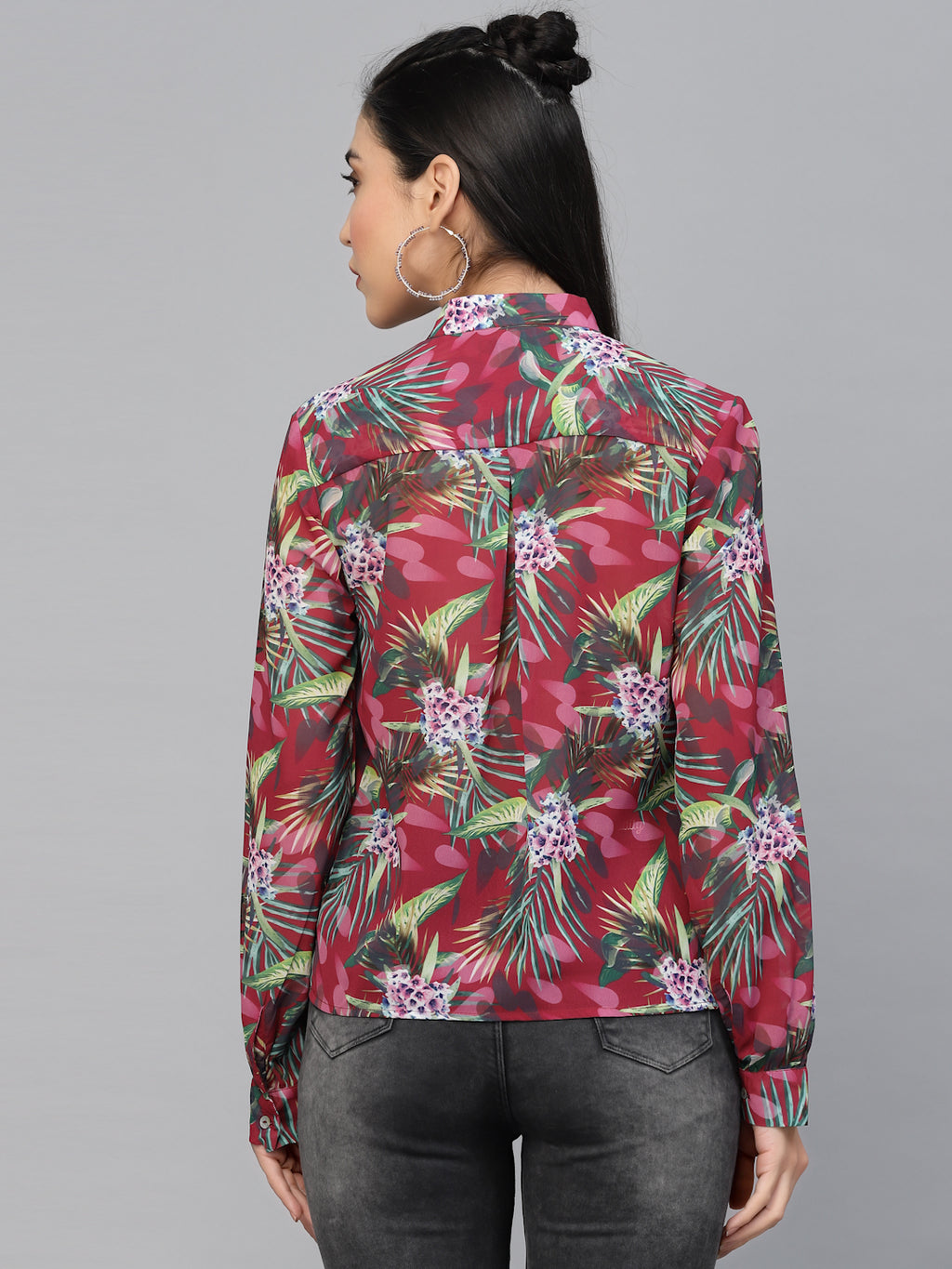 Valbone Women’s Red Georgette Printed Shirt