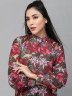 Valbone Women’s Red Georgette Printed Shirt