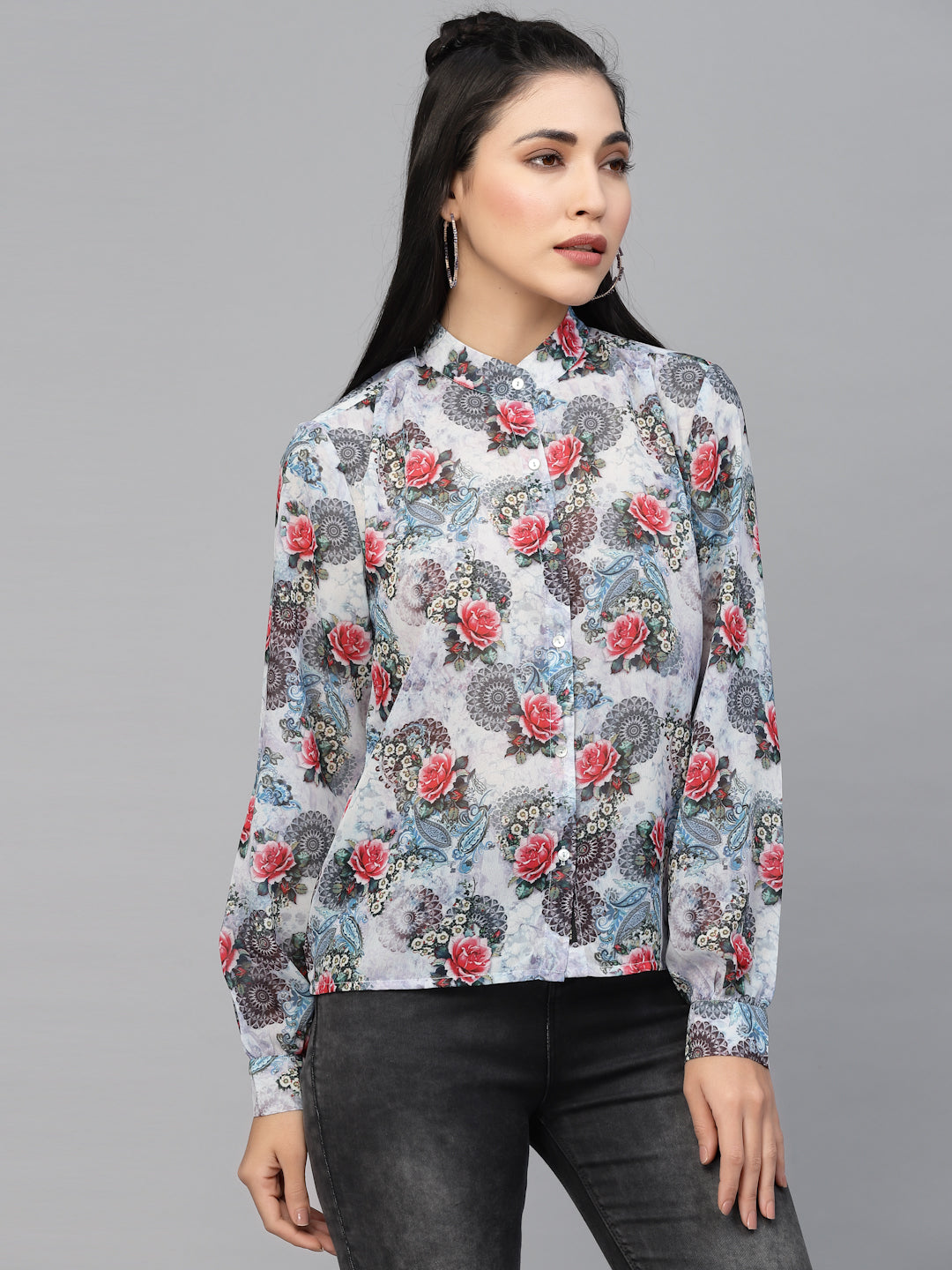 Valbone Women’s Multicolor Georgette Printed Shirt