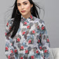 Valbone Women’s Off-White Georgette Floral Printed Shirt Full Sleeves