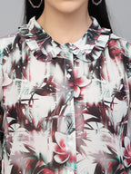 Valbone Women’s Maroon Georgette Floral Printed Shirt Full Sleeves