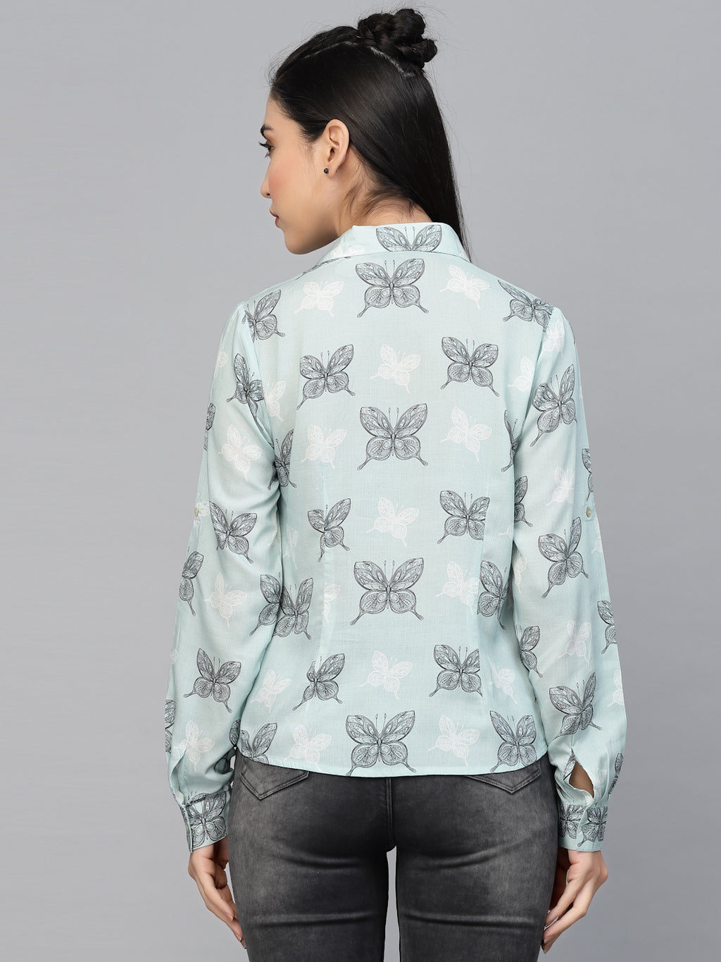 Valbone Women’s Blue Modal Silk Printed Shirt