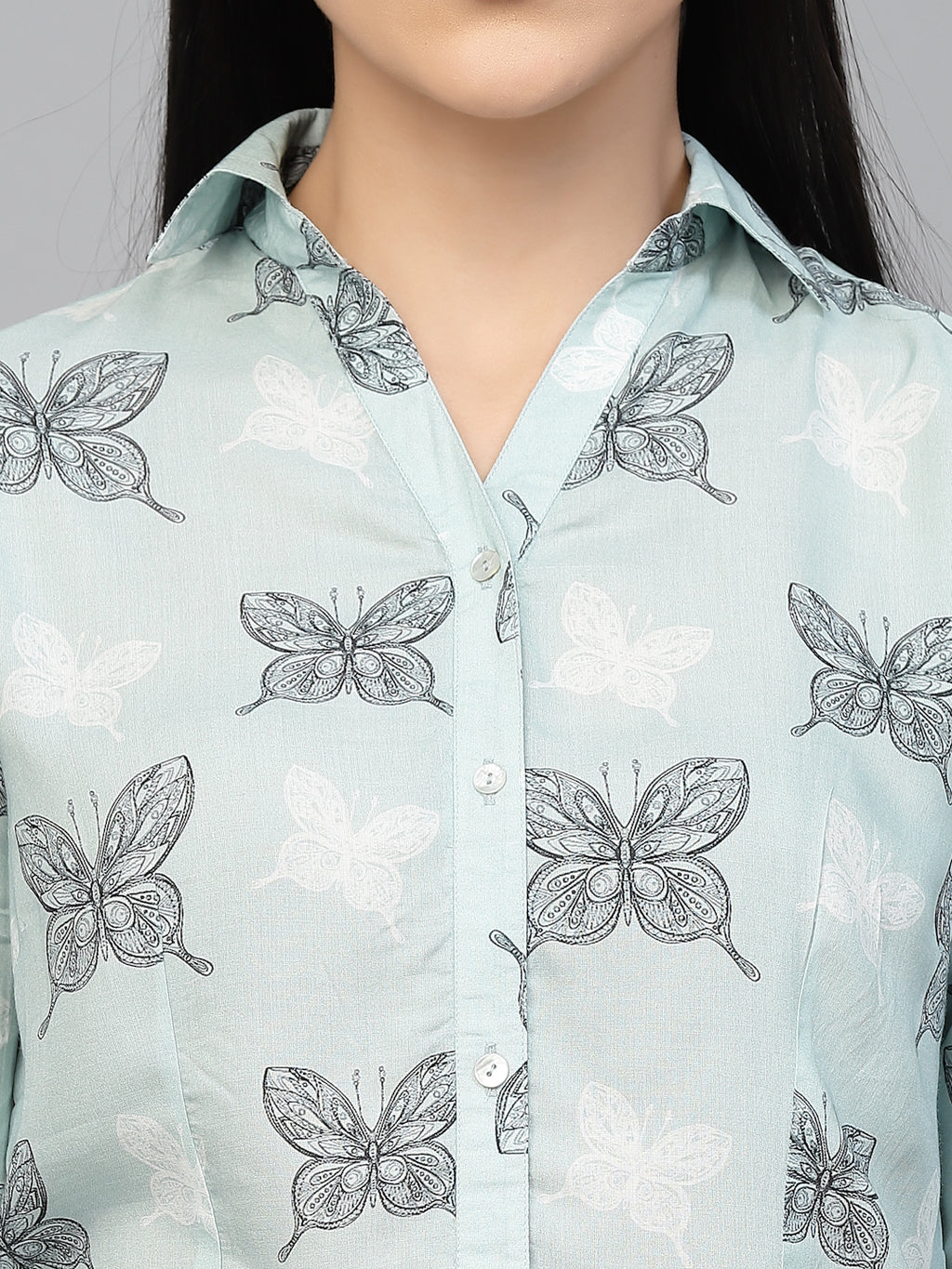 Valbone Women’s Blue Modal Silk Printed Shirt