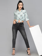 Valbone Women’s Blue Modal Silk Printed Shirt