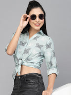 Valbone Women’s Blue Modal Silk Printed Shirt