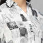 Valbone Women’s White & Black Rayon Modal Silk Floral Printed Shirt