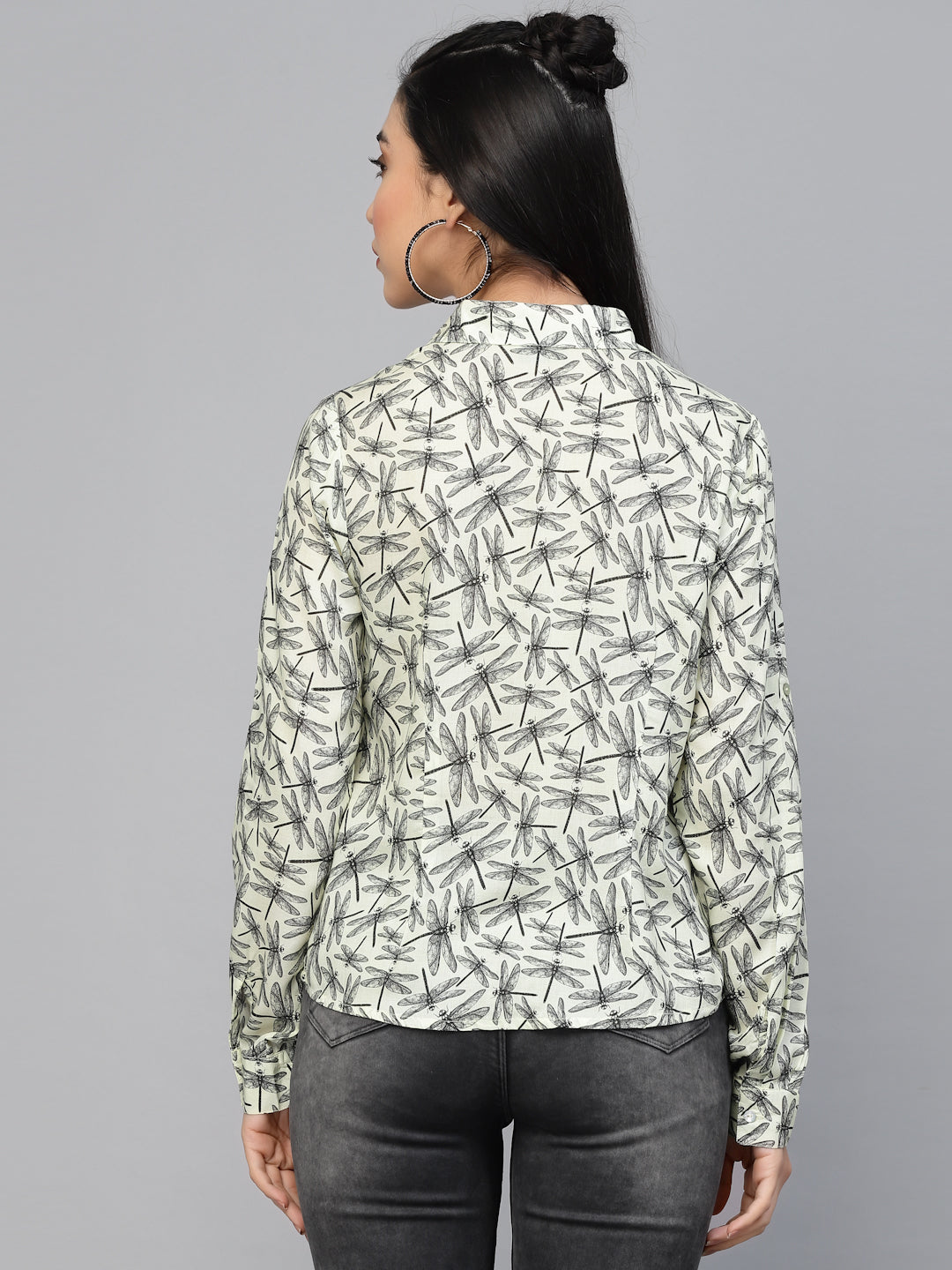 Valbone Women’s Grey Modal Silk Printed Shirt
