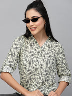 Valbone Women’s Grey Modal Silk Printed Shirt