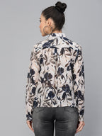 Valbone Women’s Navy Blue Georgette Printed Shirt