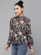 Valbone Women’s Grey Georgette Printed Shirt
