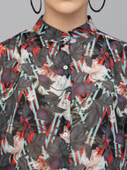 Valbone Women’s Grey Georgette Printed Shirt