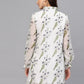 Valbone Women’s White Georgette Floral Printed Dress Tie Pattern Neck