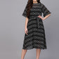 Valbone Women’s Black Georgette Floral Printed Knee Length One Piece Dress