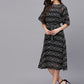 Valbone Women’s Black Georgette Floral Printed Knee Length One Piece Dress
