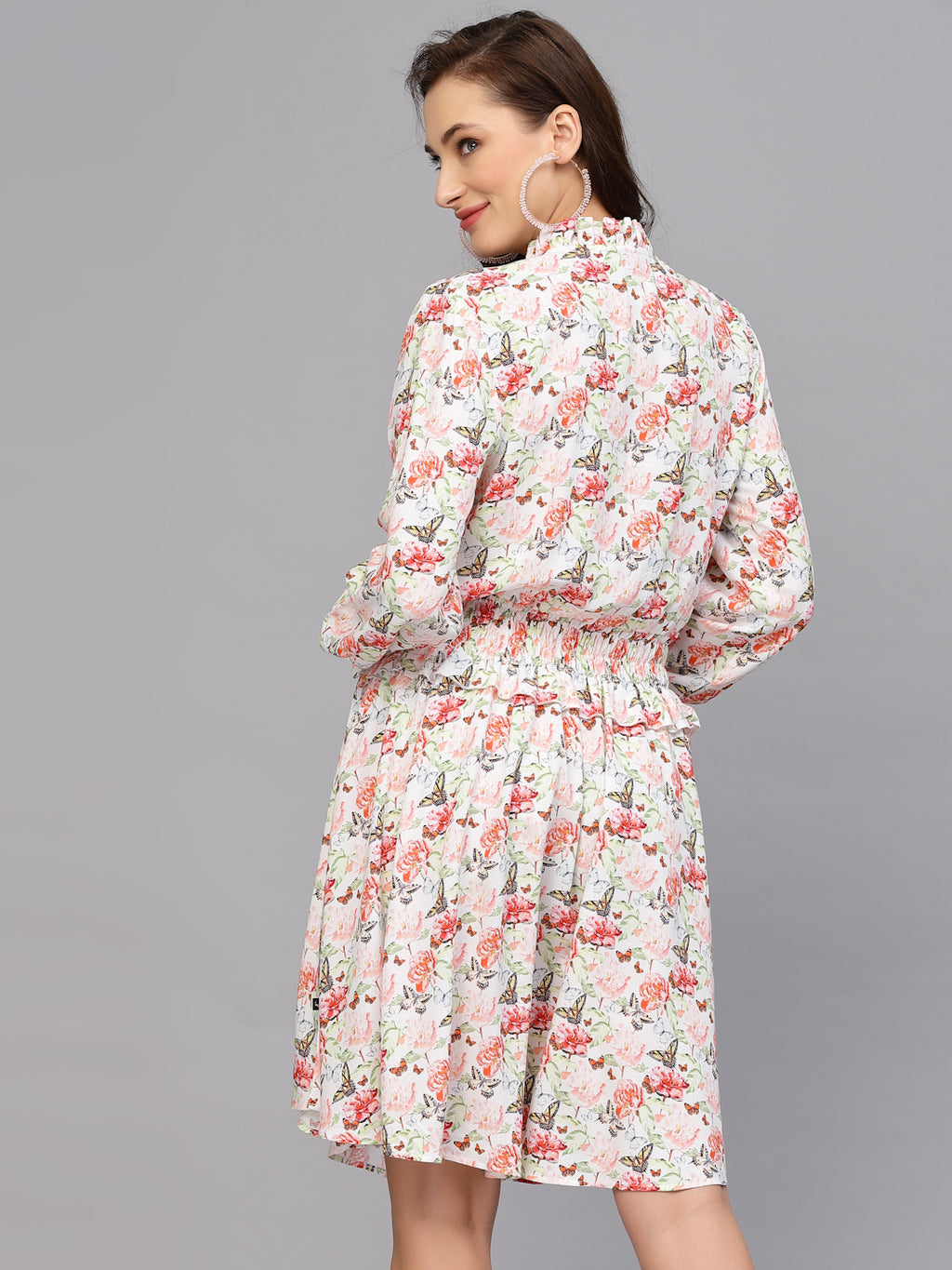 Peach Floral Printed Dress