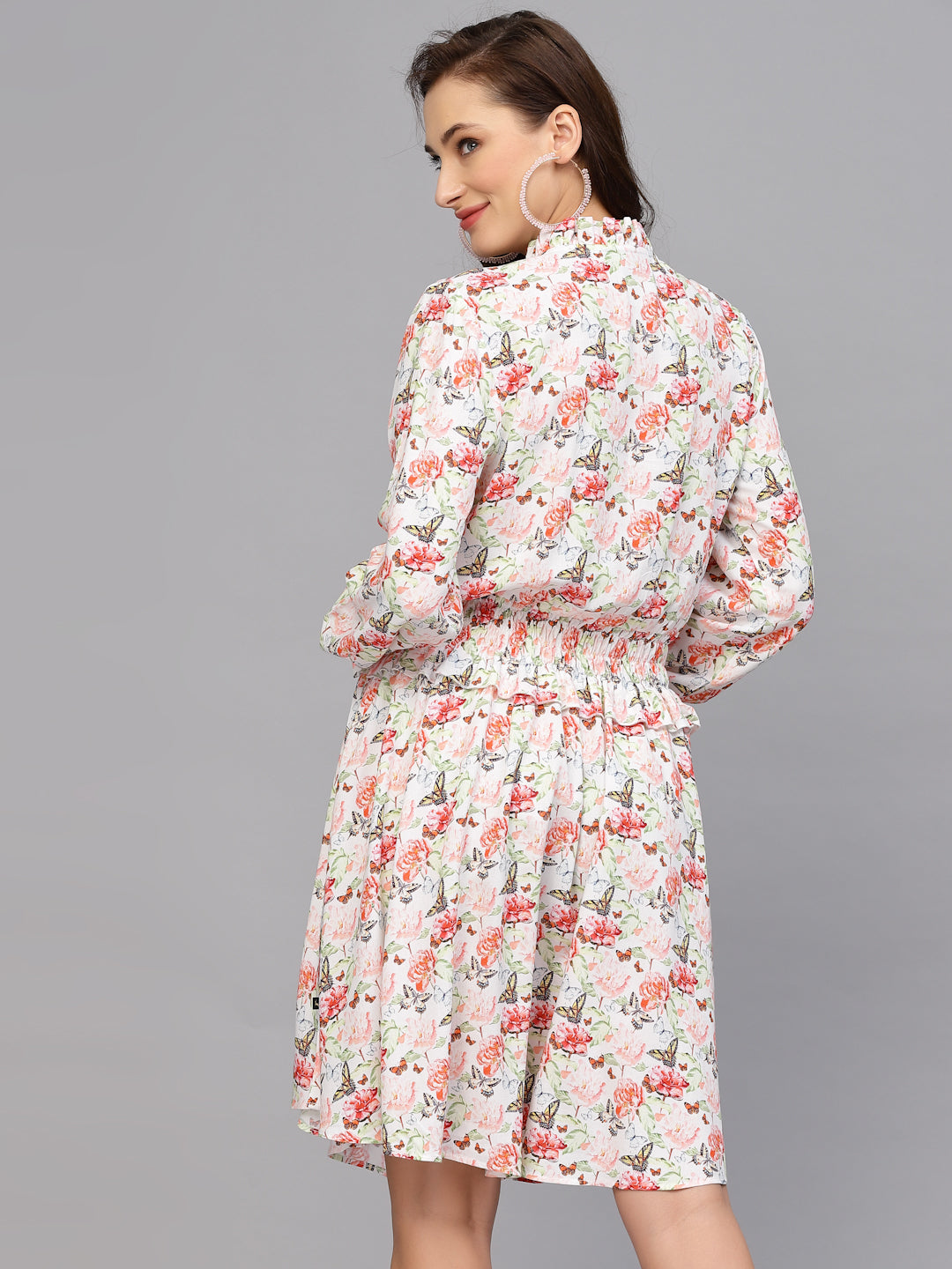 Peach Floral Printed Dress