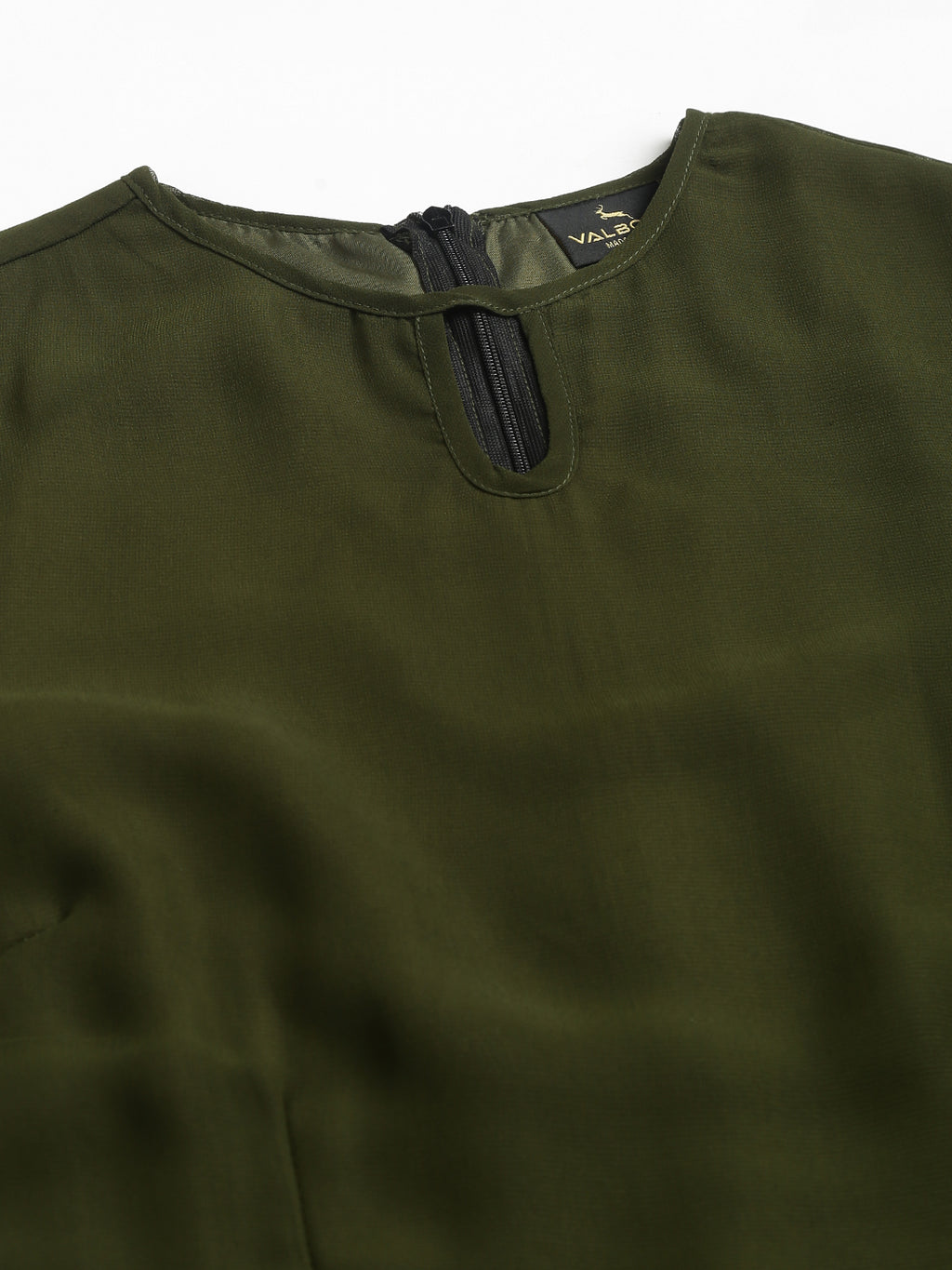 Green solid Midi Dress