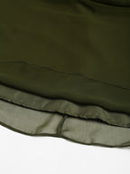 Green solid Midi Dress