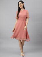 Pink Georgette  solid Dress