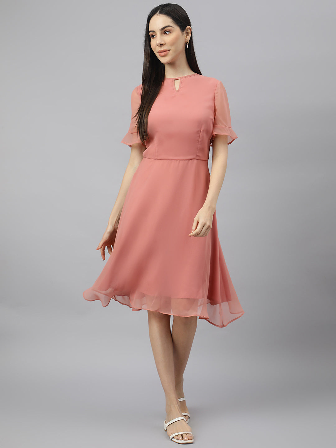 Pink Georgette  solid Dress