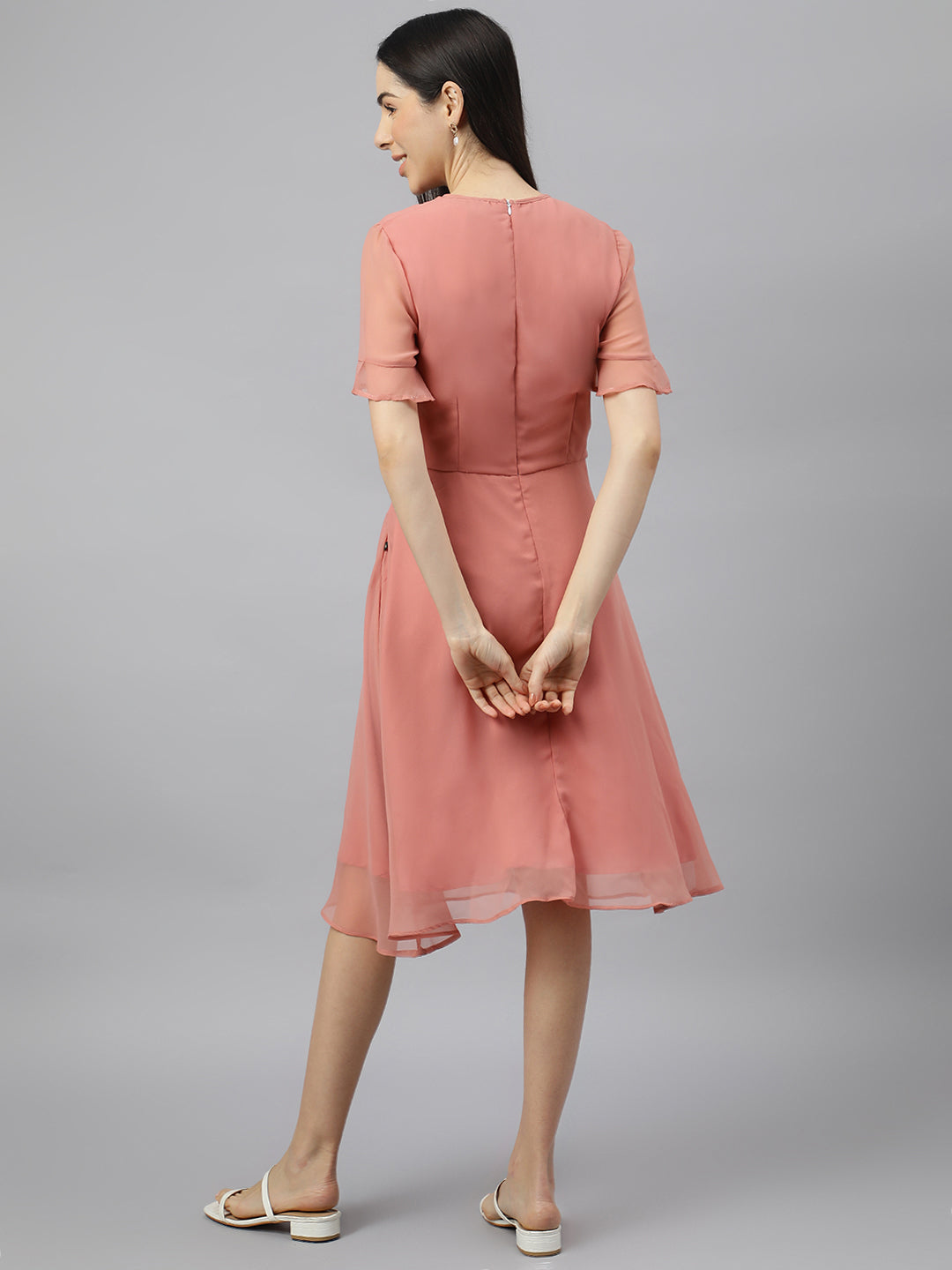 Pink Georgette  solid Dress