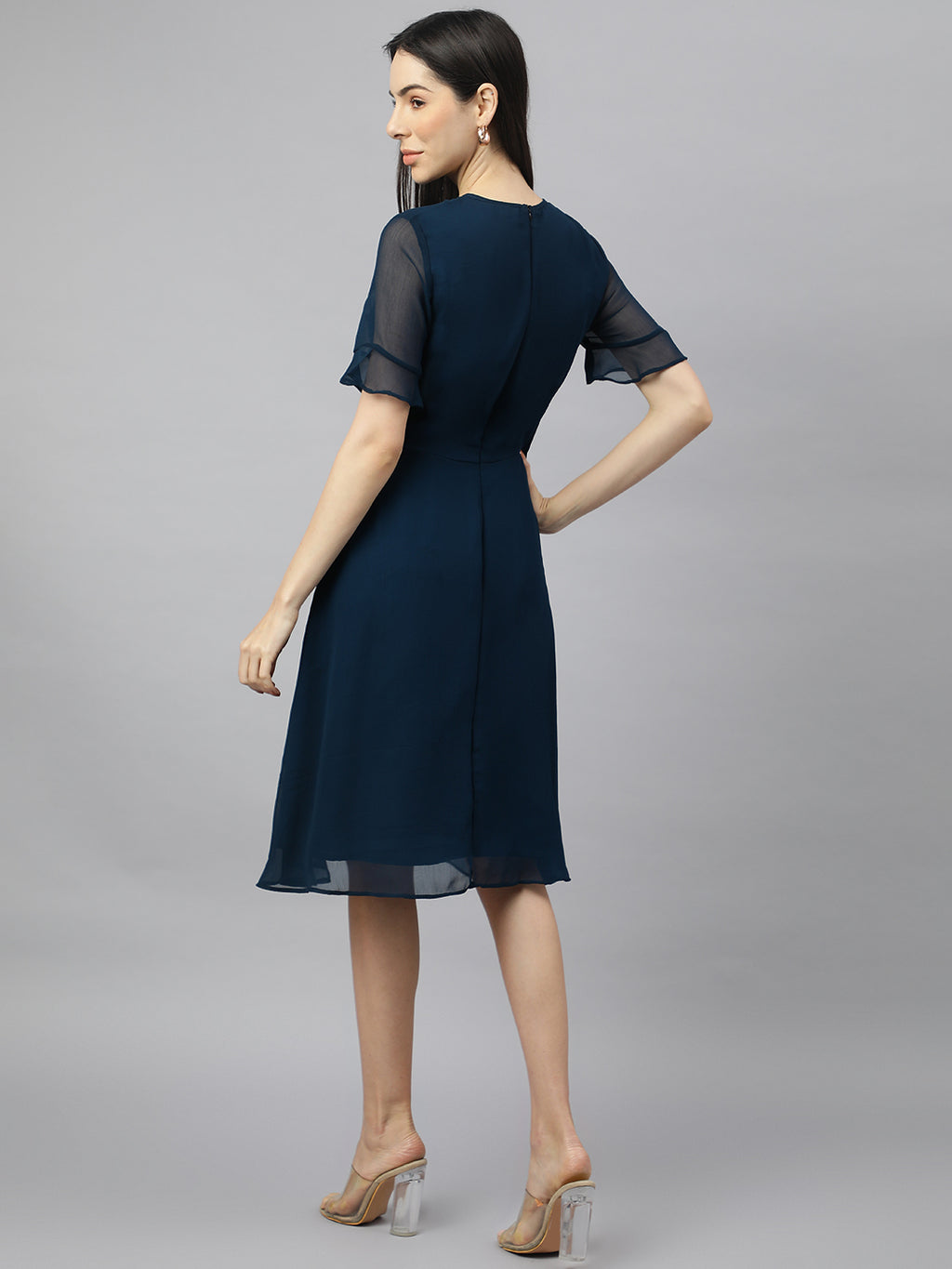 Blue Georgette solid Dress