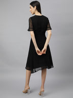 Black Georgette Floral solid Dress