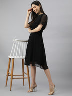 Black Georgette Floral solid Dress