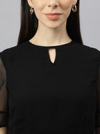 Black Georgette Floral solid Dress