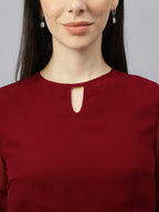 Red solid Midi Dress