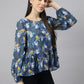 Valbone Women’s Blue Georgette Floral Print Dress