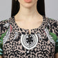 Valbone Women’s Green RAYON Floral Print Top Half Sleeves