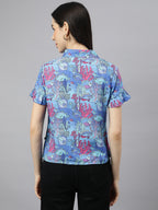 Valbone Women’s Blue Modal Silk Printed Shirt Success