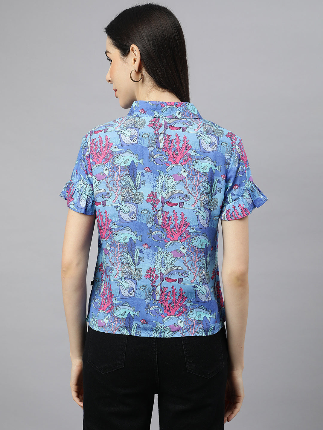 Valbone Women’s Blue Modal Silk Printed Shirt Success