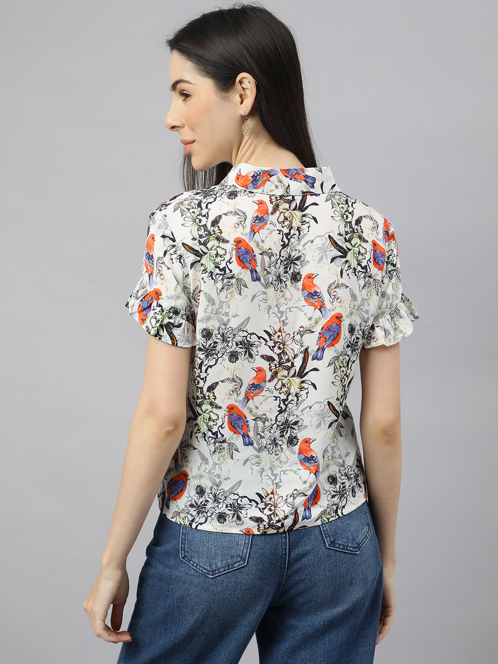 Valbone Women’s Grey Modal Silk Printed Shirt