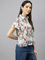 Valbone Women’s Grey Modal Silk Printed Shirt