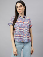 Valbone Women’s Purple Modal Silk Printed Shirt