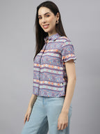 Valbone Women’s Purple Modal Silk Printed Shirt