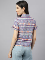 Valbone Women’s Purple Modal Silk Printed Shirt