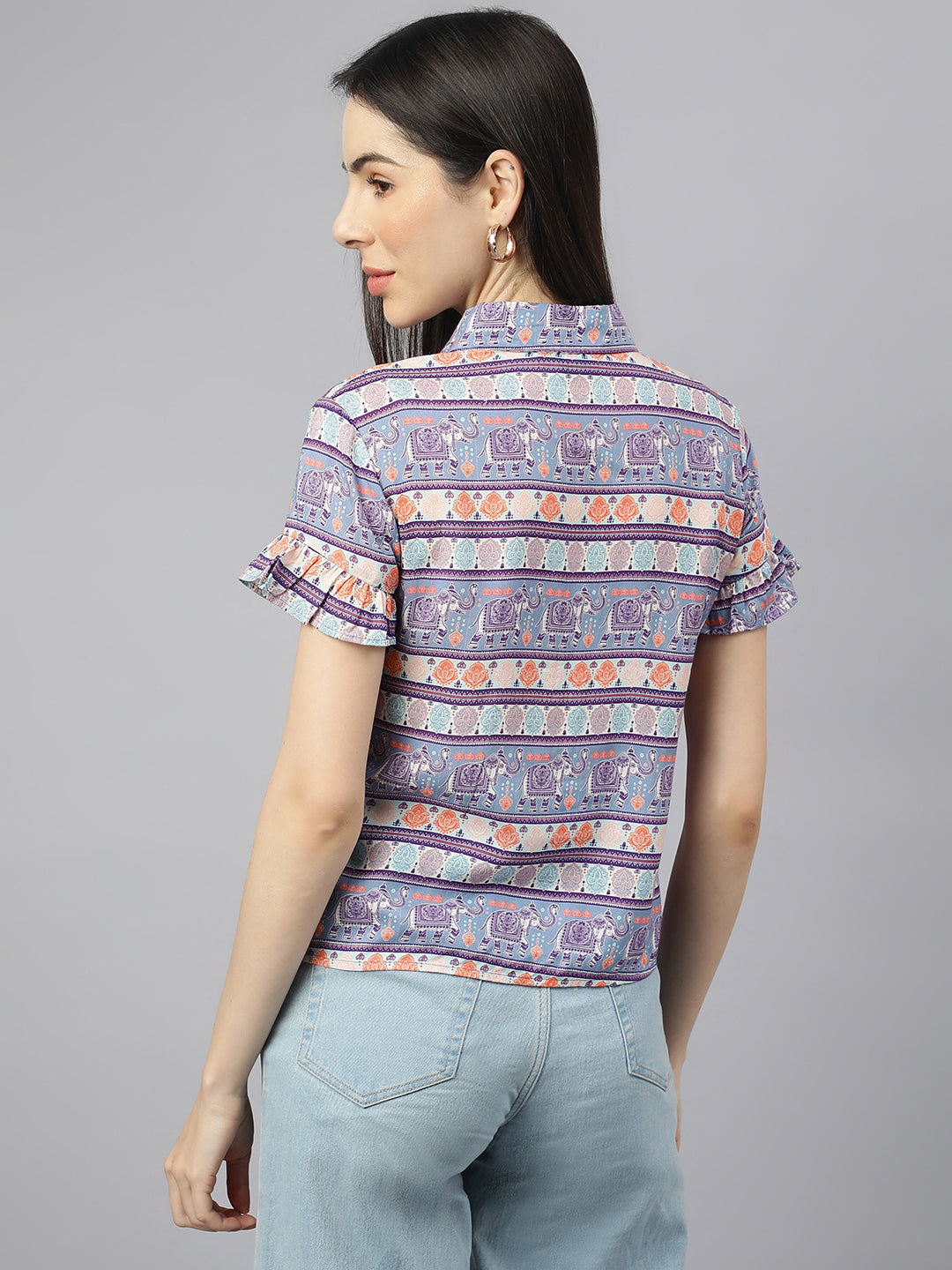 Valbone Women’s Purple Modal Silk Printed Shirt