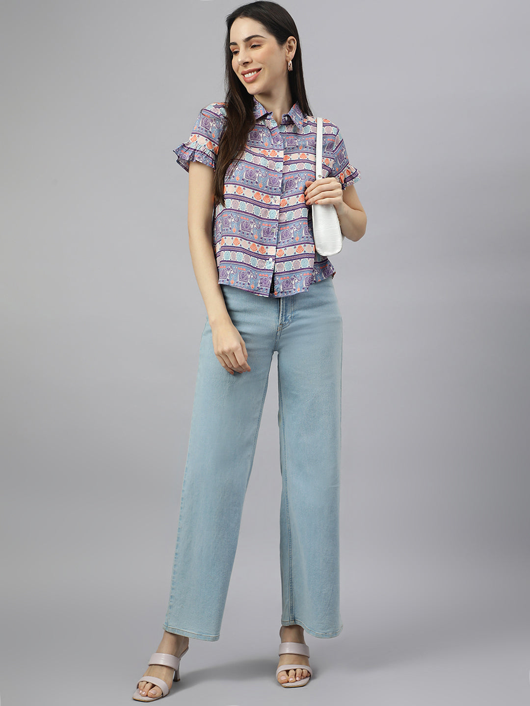 Valbone Women’s Purple Modal Silk Printed Shirt