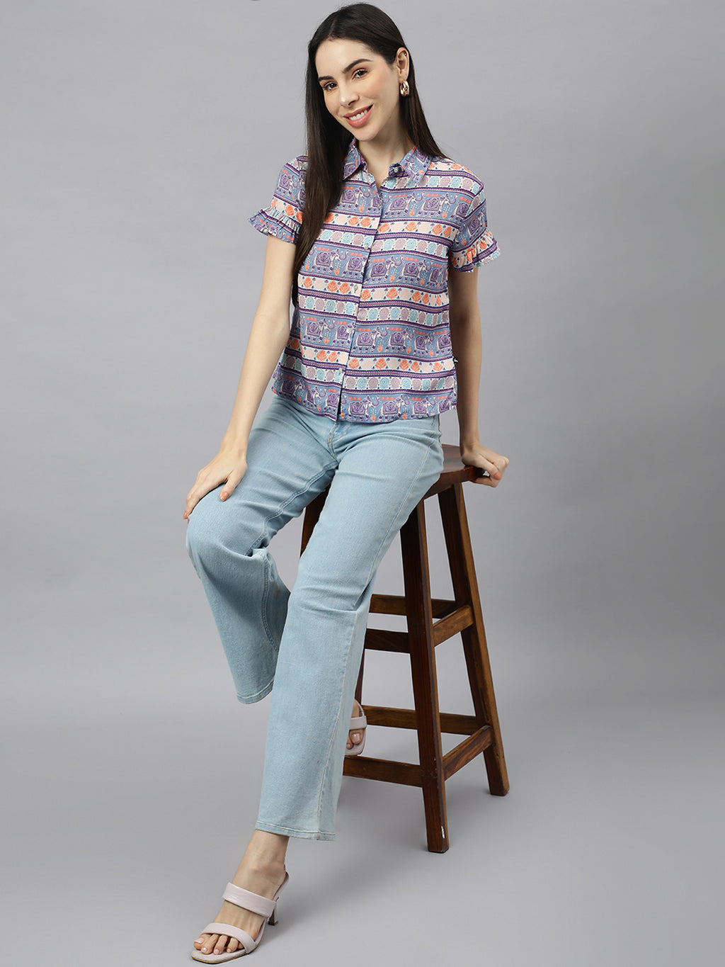 Valbone Women’s Purple Modal Silk Printed Shirt