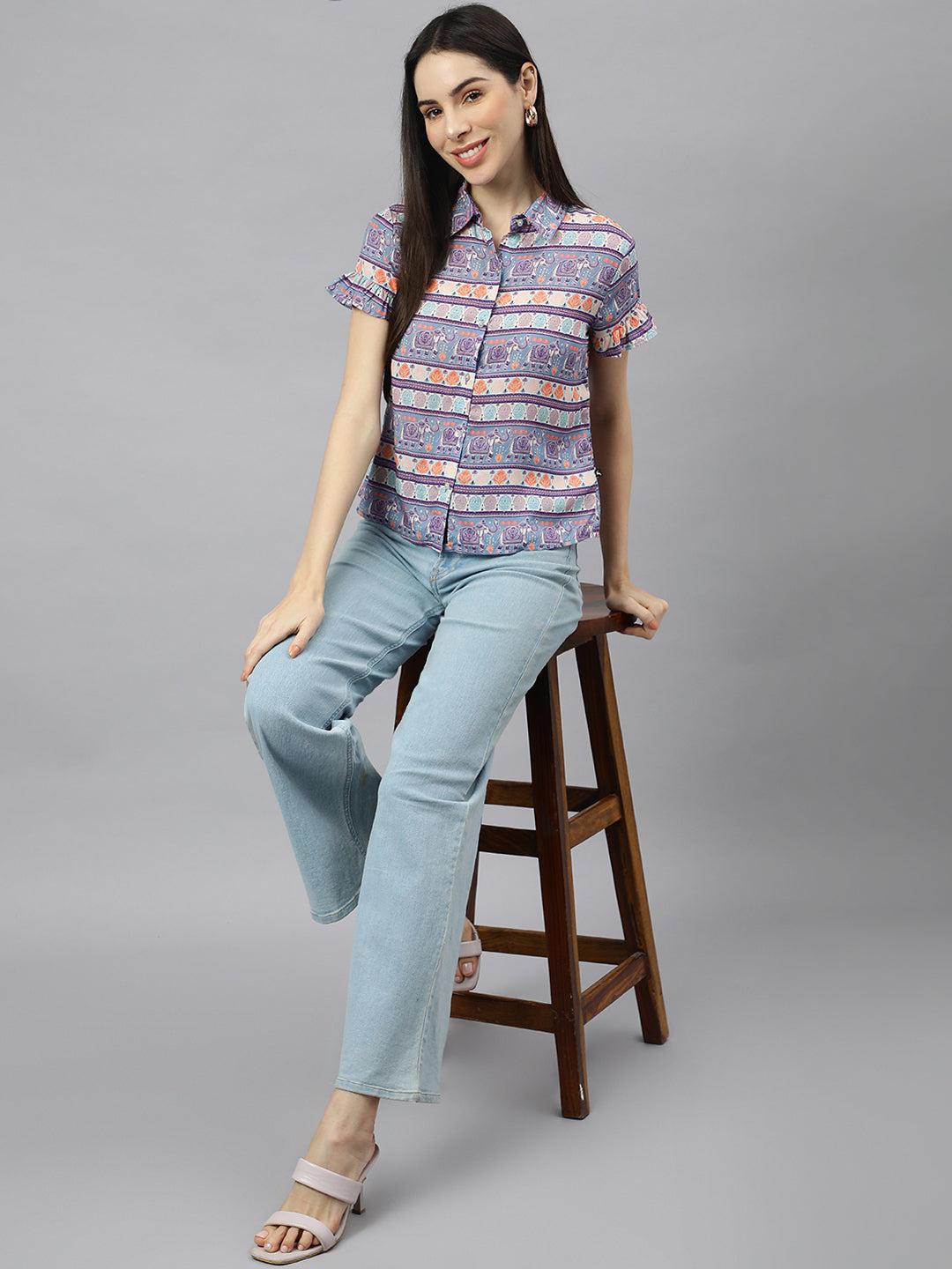 Valbone Women’s Purple Modal Silk Printed Shirt