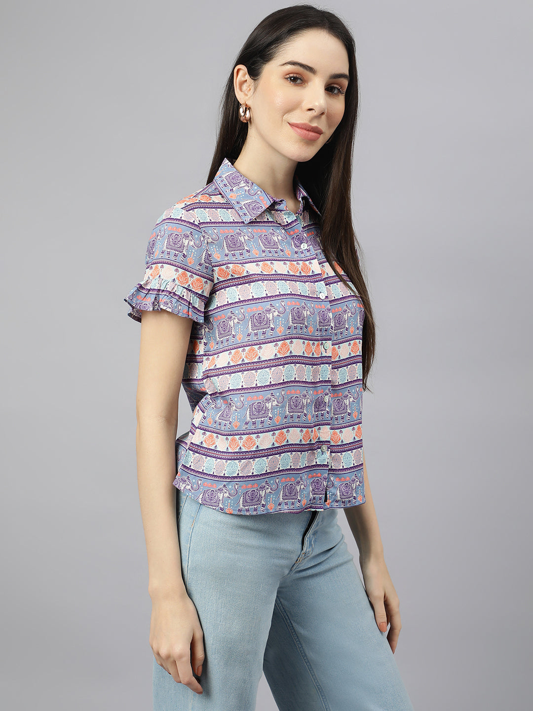 Valbone Women’s Purple Modal Silk Printed Shirt