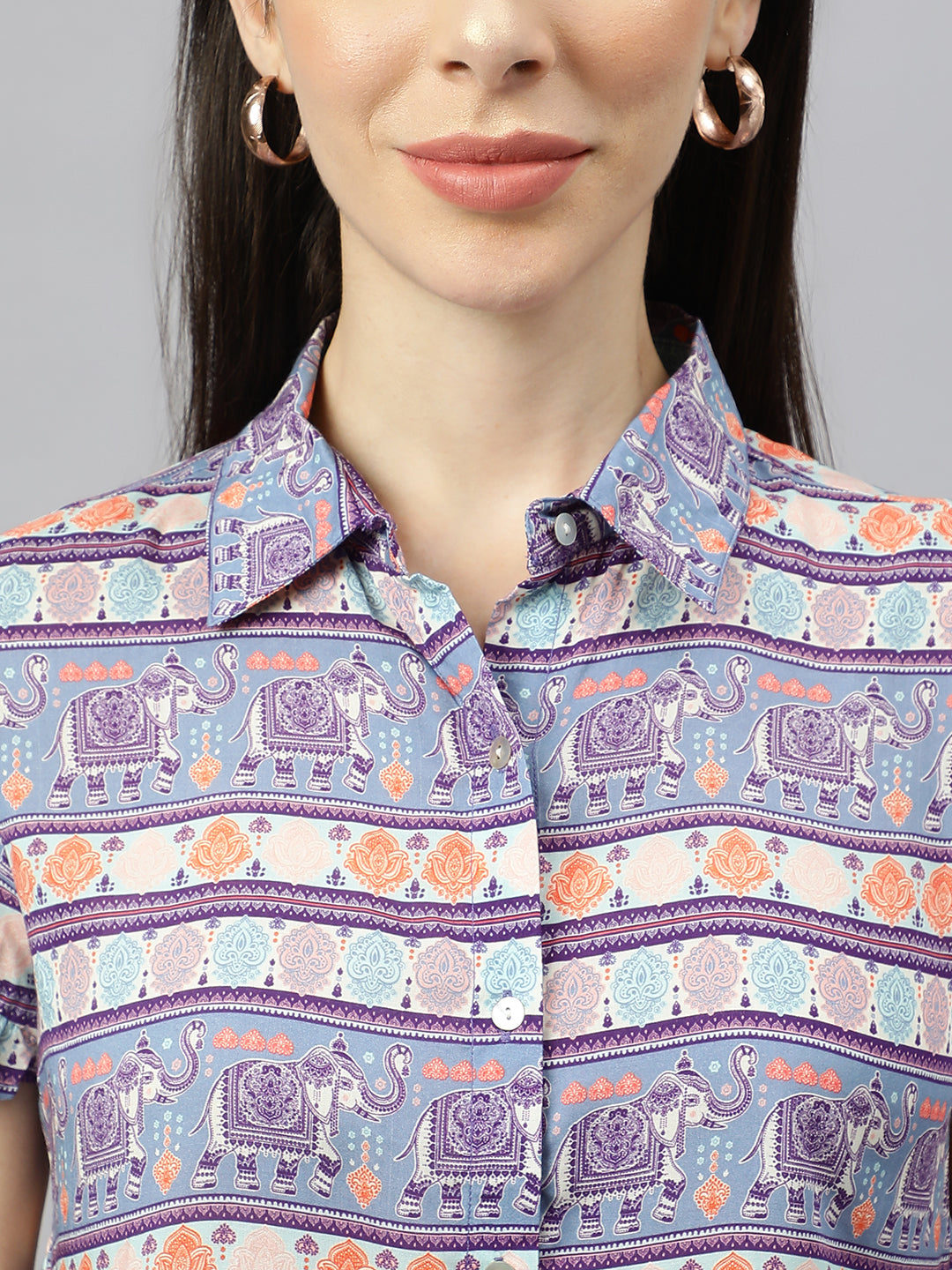 Valbone Women’s Purple Modal Silk Printed Shirt