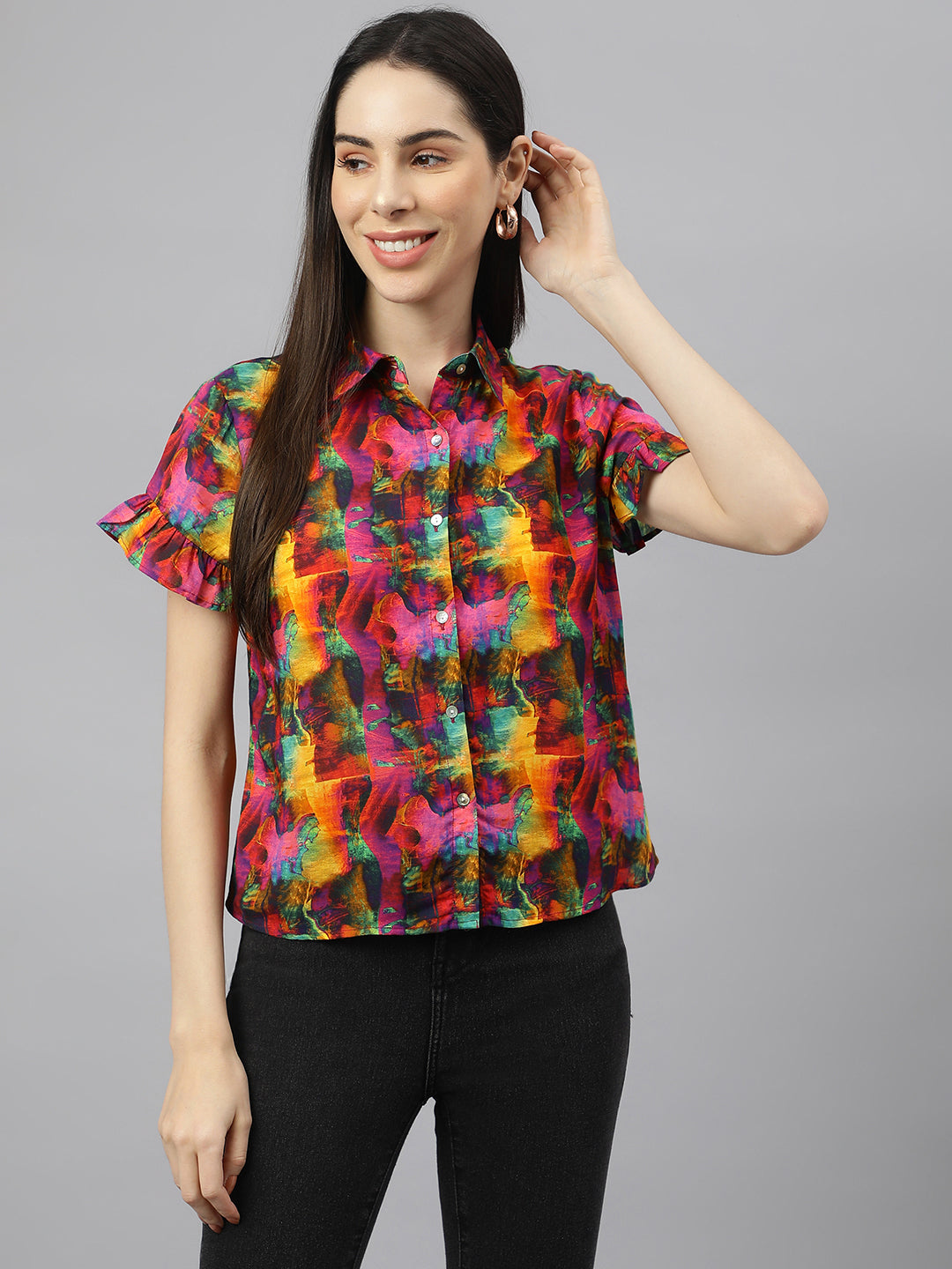 Valbone Women’s Multicolor Modal Silk Printed Shirt